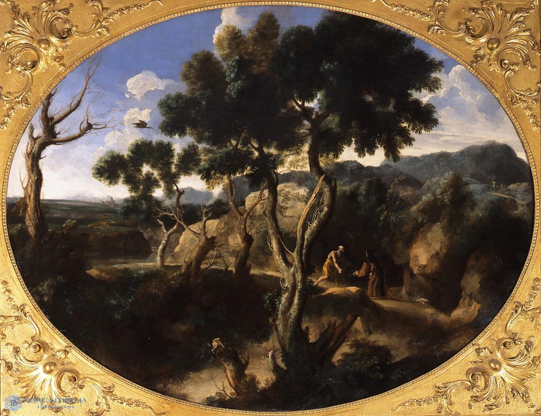 Paesaggio con l’incontro tra i santi Antonio abate e Paolo primo eremita